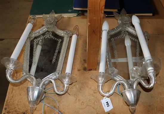 Pair of 1930s Venetian glass wall sconces(-)